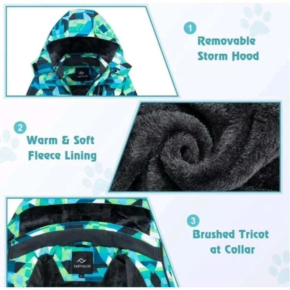 FARVALUE‎ Boys 10/12 Waterproof Ski Jacket Windproof Winter Snow Coat Outdoor